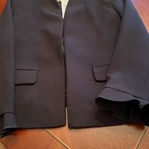 NWT ANN TAYLOR BLACK SUITING JACKET.  Ruffle sleeve trim.  SIZE 4.